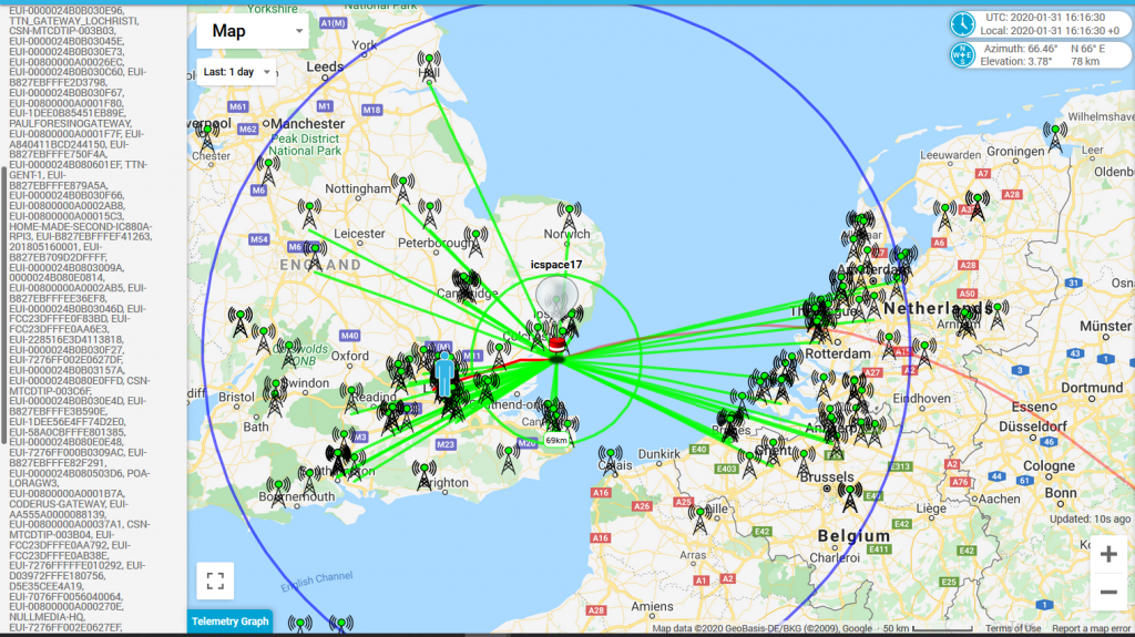map of tracker flight path